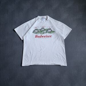 Vintage 90's Budweiser Frogs King of Beers White Shirt XL